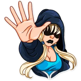 ✋ fc2aec0e женщина, мультфильм, толстовка, блондинка, солнцезащитные очки, стоп telegram sticker