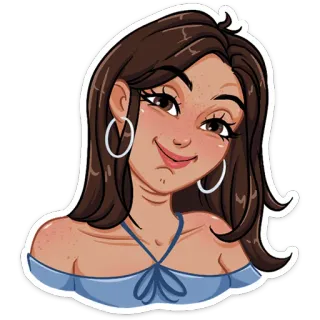 ☺️ 2454e1ec Cartoon, Frau, Mädchen, Porträt, Aufkleber, Zeichnung telegram sticker