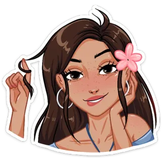 😉 60573248 Frau, Mädchen, Blume, Porträt, Cartoon, Schönheit, Brünette telegram sticker