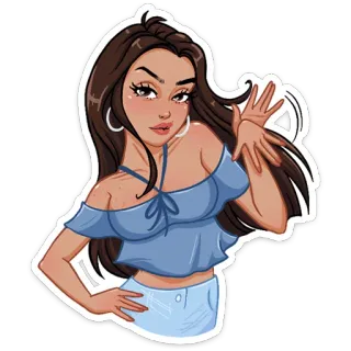 😎 67b99a3c Frau, Cartoon, Sticker, Brünette, Mode, Mädchen, weiblich telegram sticker