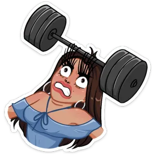 💪 690c70dd Gewichtheben, Training, Fitness, Cartoon, Frau, Kraft, Fitnessstudio, Langhantel telegram sticker
