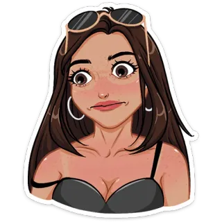 😳 b7c8249c Frau, Sonnenbrille, Brünette, Cartoon, Aufkleber, Mädchen telegram sticker