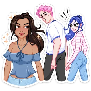 ☺️ de6dd3f0 Cartoon, Eifersucht, Beziehungen, Liebesdreieck, Frau, Mann, Zeichentrickfiguren telegram sticker