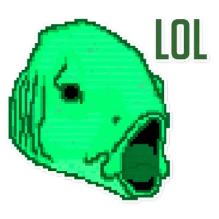 😂 933a3879 LOL ryba, zielony, lol telegram sticker