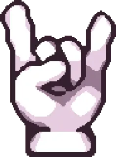 🤘 6eb497cf 락온, 손 제스처, 메탈, 악마 뿔, 픽셀 아트, 스티커 telegram sticker