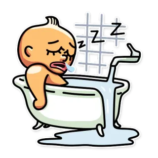 😴 26007271 baby, bathtub, sleepy, cartoon, sticker whatsapp sticker