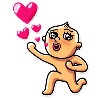 ❤ 3d2b8969 cartoon, character, love, hearts, cute, running whatsapp sticker