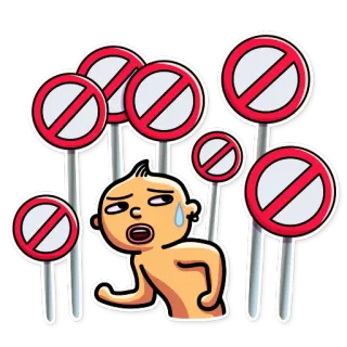 😓 e5c9b63e prohibition, forbidden, cartoon, warning, signs, restriction whatsapp sticker
