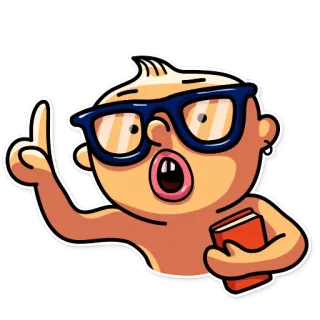 🤓 f47848da cartoon, nerd, book, glasses, illustration, character whatsapp sticker