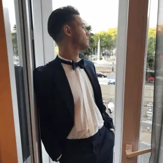 🌐 51b0ad13 hombre, esmoquin, ventana, traje formal, mirando afuera telegram sticker