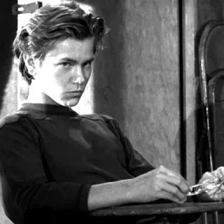 🌐 e90843a3 River Phoenix actor, retrato, blanco y negro, celebridad, joven, hombre, River Phoenix telegram sticker