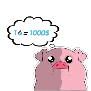 👍 3fe7ee7c 1💧= 1000$ maiale, soldi, pensiero, cartone animato telegram sticker