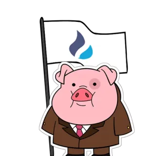 😱 497ab109 Waddles Gravity Falls maiale, cartone animato, completo, cravatta, divertente, personaggio telegram sticker