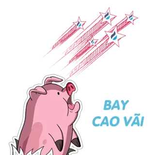 💋 75fd8a0d Waddles Gravity Falls BAY CAO VÃI maiale, cartoni animati, volante, stelle, gravity falls telegram sticker