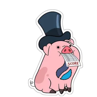 ⭐️ ba48a175 SCORE maiale, cilindro, cartone animato, cravatta, tabellone telegram sticker