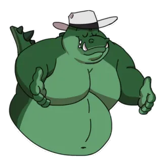 😊 15433c37 jacaré, desenho animado, animal, personagem, chapéu, crocodilo telegram sticker