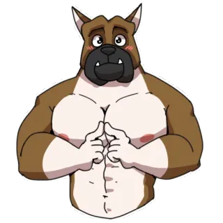 😀 7b36ffdc cachorro, boxer, musculoso, desenho animado, antropomórfico telegram sticker