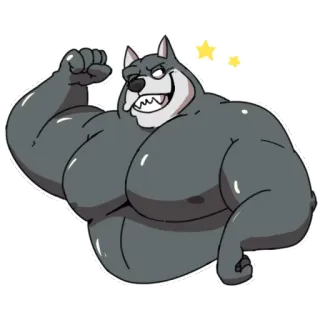 ✨ 80d17971 lobo, animal, desenho animado, musculoso, bíceps telegram sticker