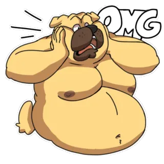 😱 cee33b4a OMG cachorro, pug, meu deus, desenho animado, engraçado telegram sticker
