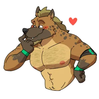 🥰 e71b71e6 animal, peludo, hiena, desenho animado, mamífero telegram sticker