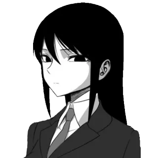 😐 c3680de5 애니메이션, 만화, 소녀, 비즈니스, 진지한, 여성, 넥타이 telegram sticker