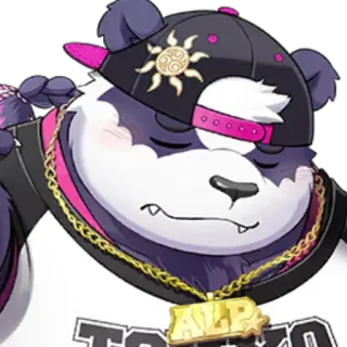☹️ 082c42a4 ALP 熊猫, 卡通, 贴纸, 角色, ALP, 东京, 动物, 金链 telegram sticker
