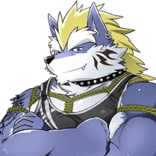 🙂 0b7bc357 兽人, 狼, 肌肉, 拟人 telegram sticker