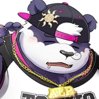 😴 6ca54021 TOKYO 熊猫, 帽子, 东京, 金链, 卡通, 角色 telegram sticker