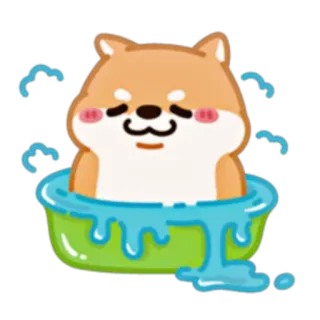 🛁 529b09a7 柴犬, 狗, 宠物, 可爱, 卡通, 浴缸, 动物 telegram sticker