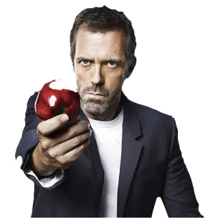🍎 6de08842 Dr. Gregory House House, M.D. врач, яблоко, медицинский, телешоу, медицина whatsapp sticker
