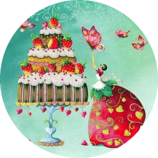 🎂 06f0bff7 kue, stroberi, kupu-kupu, wanita, seni, makanan penutup, manis whatsapp sticker