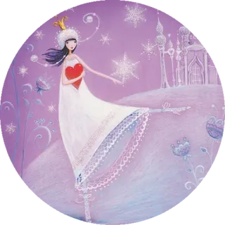 💜 30605a2c musim dingin, salju, putri, hati, kepingan salju, kastil, dongeng, ilustrasi whatsapp sticker