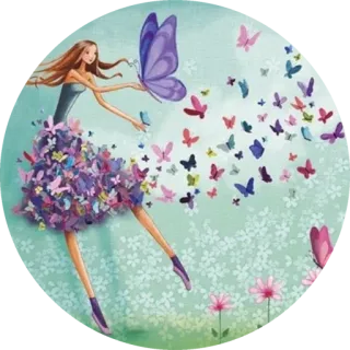 🦋 5ae022db wanita, kupu-kupu, gaun, karya seni, bunga, alam whatsapp sticker