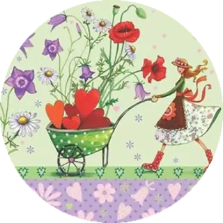 ❣ aed6a812 bunga, kereta dorong, hati, wanita, kebun, imut, unik whatsapp sticker