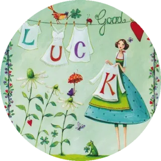 👍 cff296a9 Good Luck semoga berhasil, semanggi, wanita, bunga, kebun, imut whatsapp sticker