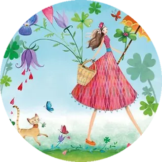 🍀 d11dfebe bunga, gadis, kucing, alam, kupu-kupu, semanggi whatsapp sticker