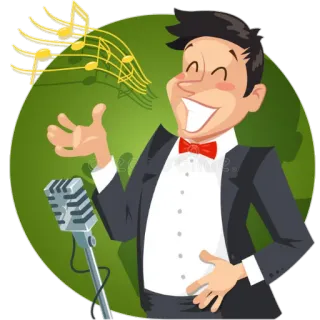 🎼 d51e95e2 Sänger, Mikrofon, Musik, Cartoon, Unterhaltung telegram sticker