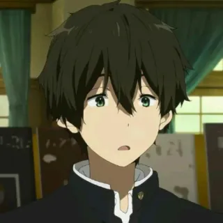 🍀 12bba856 Houtarou Oreki Hyouka Anime, Personagem, Houtarou Oreki, Hyouka, Uniforme escolar, Animação whatsapp sticker