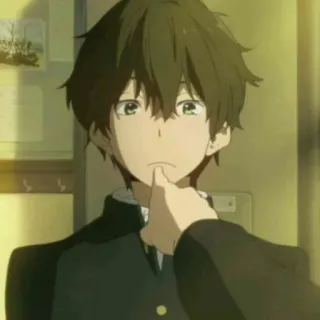 🛶 1c6211d6 Anime, Garoto, Uniforme escolar, Dedo, Queixo, Desenho animado whatsapp sticker