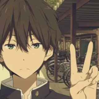 🐢 2c8c57e5 anime, desenho animado, menino, sinal de paz, personagem whatsapp sticker