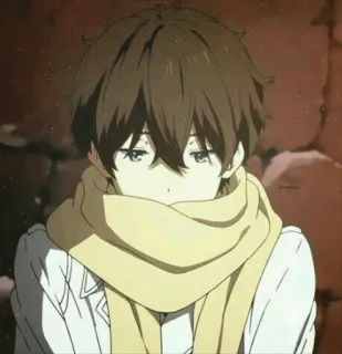 😐 081746c9 Houtarou Oreki Hyouka アニメ, キャラクター, マフラー, アニメ 男の子 telegram sticker