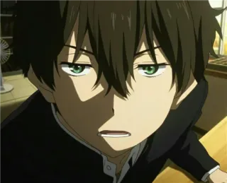 😠 17d5034d Houtarou Oreki Hyouka アニメ, 少年, 折木奉太郎, 氷菓, 眠い, 緑色の目 telegram sticker