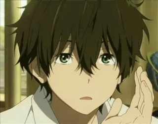 😯 5d94f0d1 アニメ, 少年, 氷菓, キャラクター, 緑色の目, アニメスタイル telegram sticker