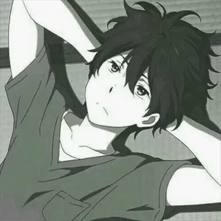 🤔 74bcd2cd アニメ, 少年, リラックス, ポートレート, 漫画 telegram sticker