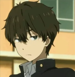 😒 86dfbda0 Houtarou Oreki Hyouka アニメ, 男の子, 折木奉太郎, 氷菓, キャラクター, 制服 telegram sticker