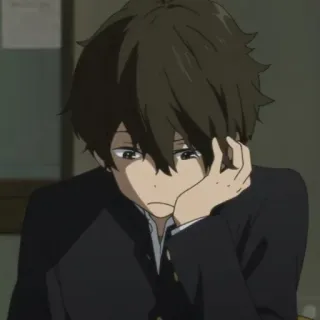 ➖ de080d5c Anime, Chico, Uniforme escolar, Personaje, Pensativo, Aburrido telegram sticker