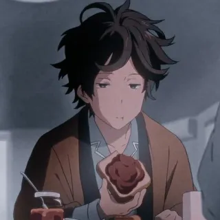 📜 87d2935d anak laki-laki, makan, roti panggang, kartun, makanan, sarapan telegram sticker