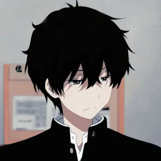 📜 ba00bed3 Anime, Anak laki-laki, Rambut hitam, Seragam sekolah, Emo, Suram telegram sticker