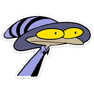 😐 caaa12b9 การ์ตูน, ตัวละคร, ง่วง, ตลก, สีม่วง, หมวก telegram sticker