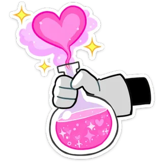 ❤️ def752b6 ยา, ยาเสน่ห์, หัวใจ, เวทมนตร์, เคมี, น่ารัก, แฟนตาซี telegram sticker